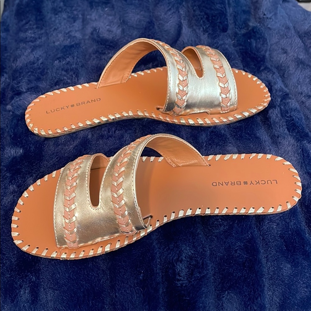 NIB Lucky Brand Zanora Leather Flat Sandals - Picture 10 of 15